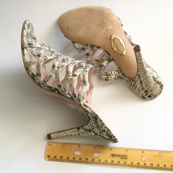 Elie Tahari Snake Print Strap Open Toes Leather - Picture 5 of 7